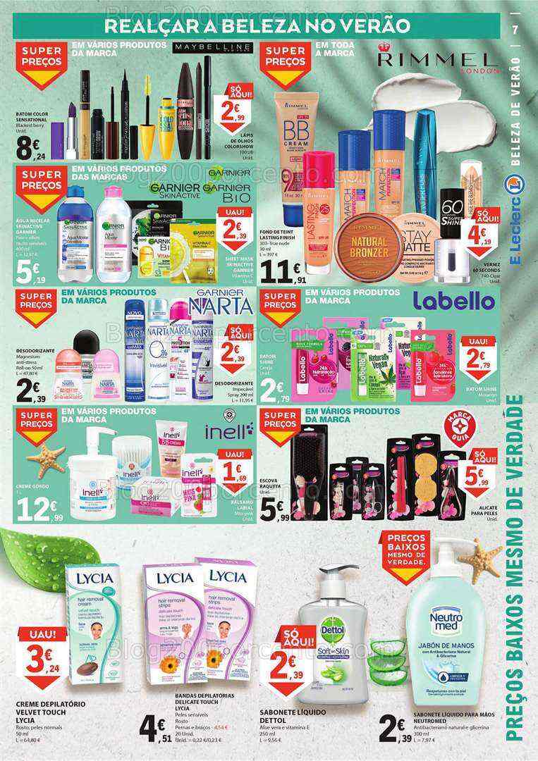 Antevisão Folheto E-LECLERC Especial Beleza Promoções de 4 a 16 julho