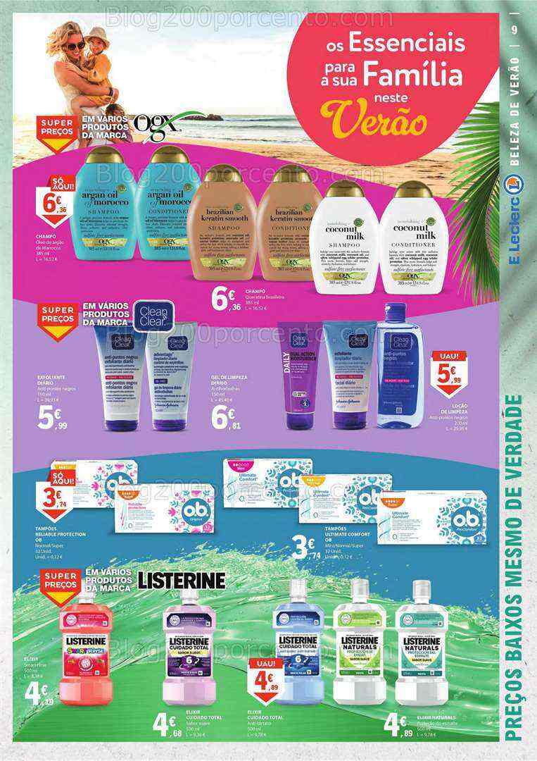 Antevisão Folheto E-LECLERC Especial Beleza Promoções de 4 a 16 julho