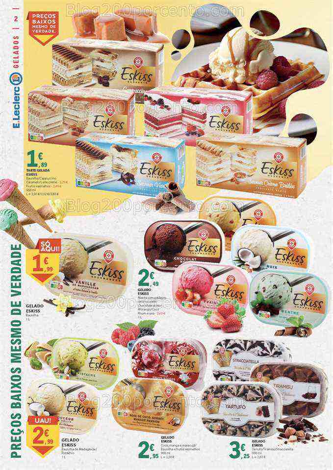 Antevisão Folheto E-LECLERC Gelados e Bebidas Promoções de 1 a 31 julho