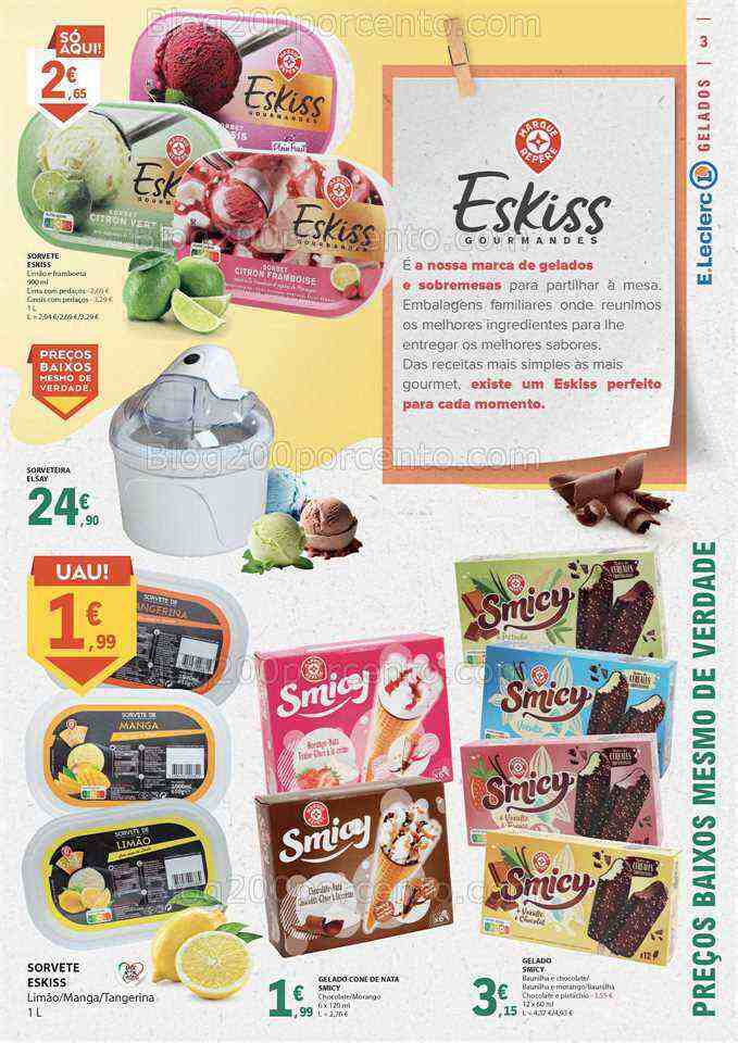 Antevisão Folheto E-LECLERC Gelados e Bebidas Promoções de 1 a 31 julho