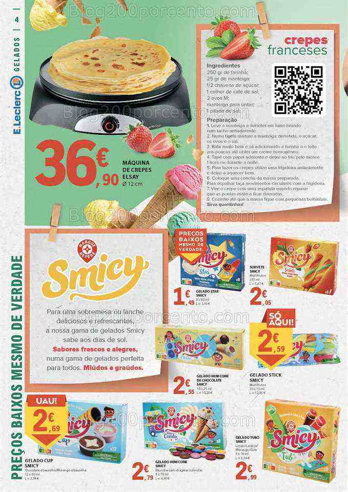 Antevisão Folheto E-LECLERC Gelados e Bebidas Promoções de 1 a 31 julho