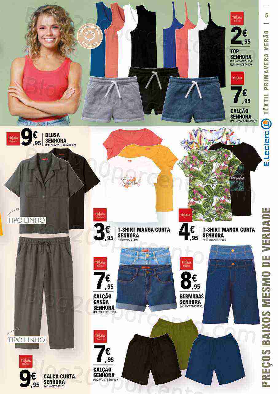 Antevisão Folheto E-LECLERC Moda Primavera - Verão Promoções de 16 a 28 maio