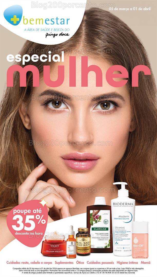 Antevisão Folheto PINGO DOCE BemEstar Especial Mulher Promoções de 5 março a 1 abril