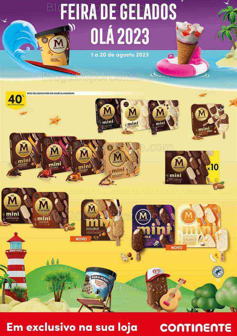 Antevisão Folheto CONTINENTE Feira de Gelados Promoções de 1 a 20 agosto