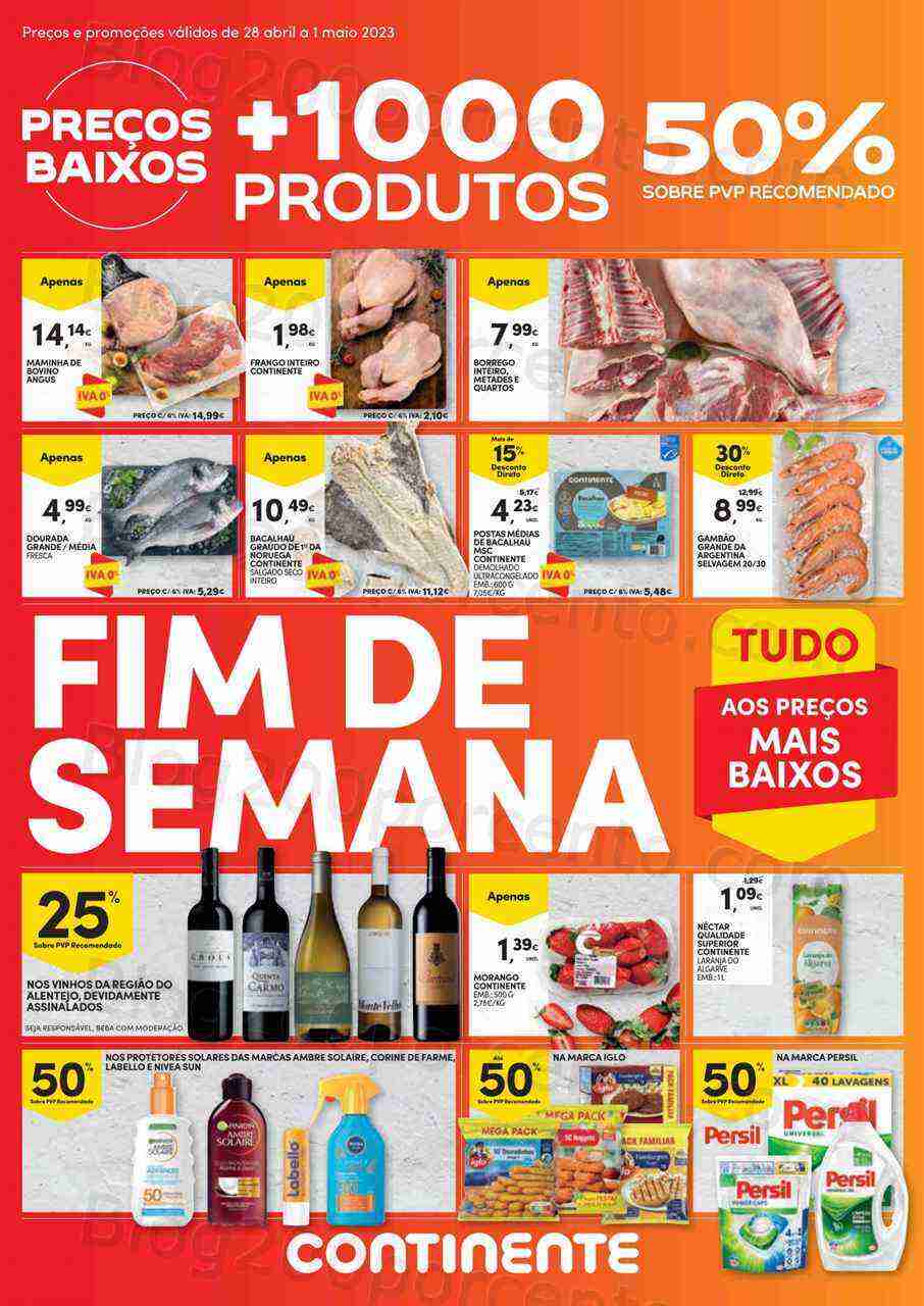 Antevisão Folheto CONTINENTE Promoções Fim de Semana - 28 abril a 1 maio