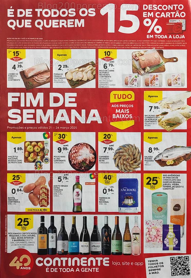 Antevisão Folheto CONTINENTE Promoções Fim de Semana - 21 a 24 março