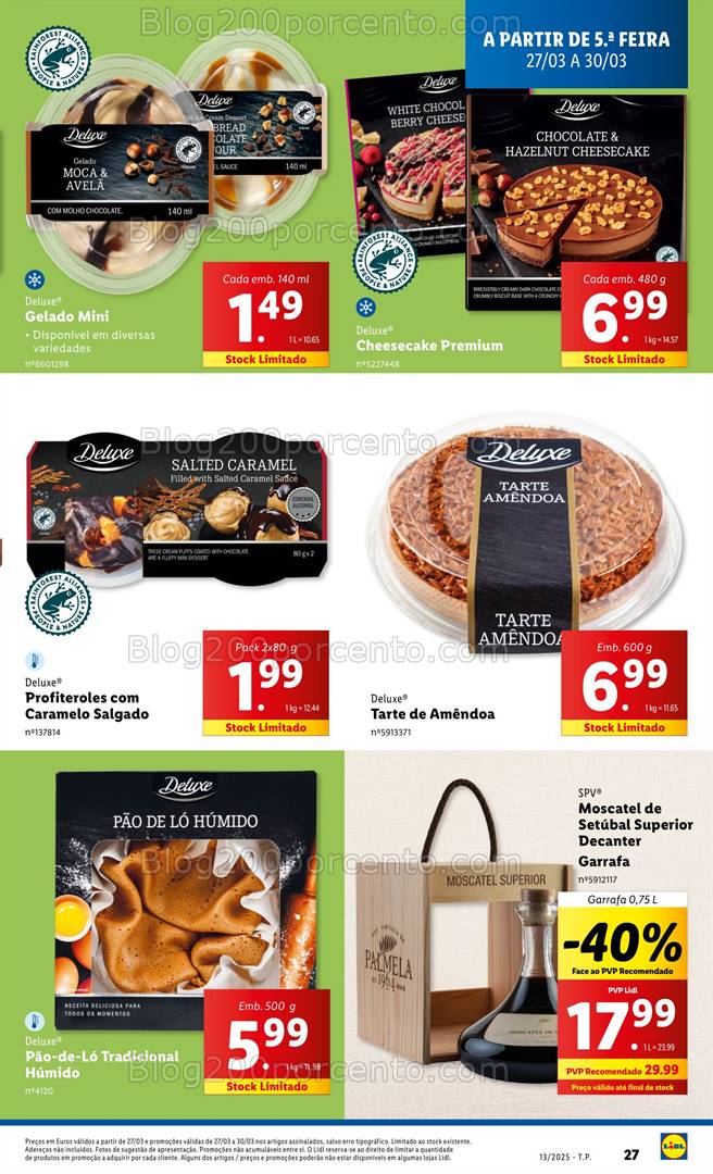 Antevisão Folheto LIDL Páscoa Deluxe Promoções de 27 a 30 março