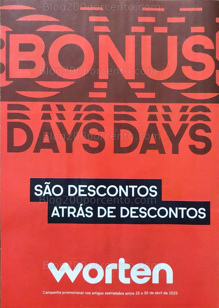 Antevisão Folheto WORTEN Bonus Days Promoções de 25 a 30 abril