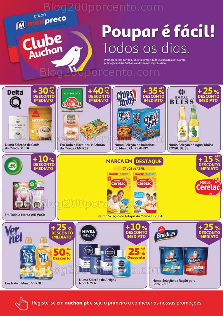 Antevisão Folheto MINIPREÇO - AUCHAN Promoções de 17 a 23 abril