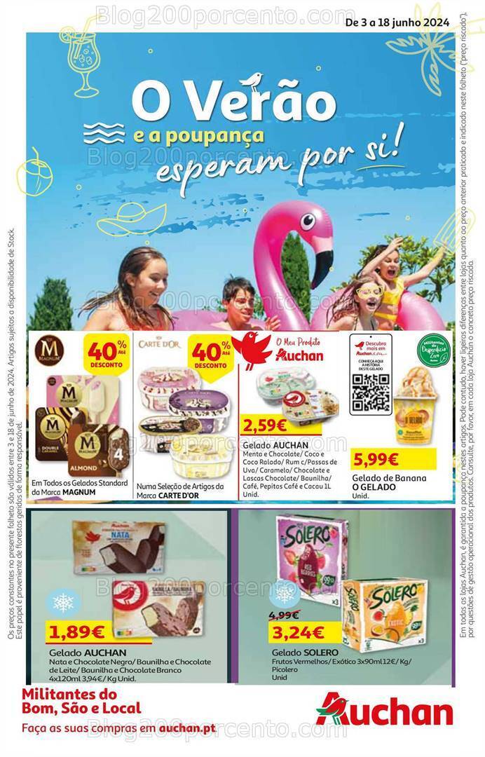 Antevisão Folheto AUCHAN Gelados Promoções de 3 a 18 junho