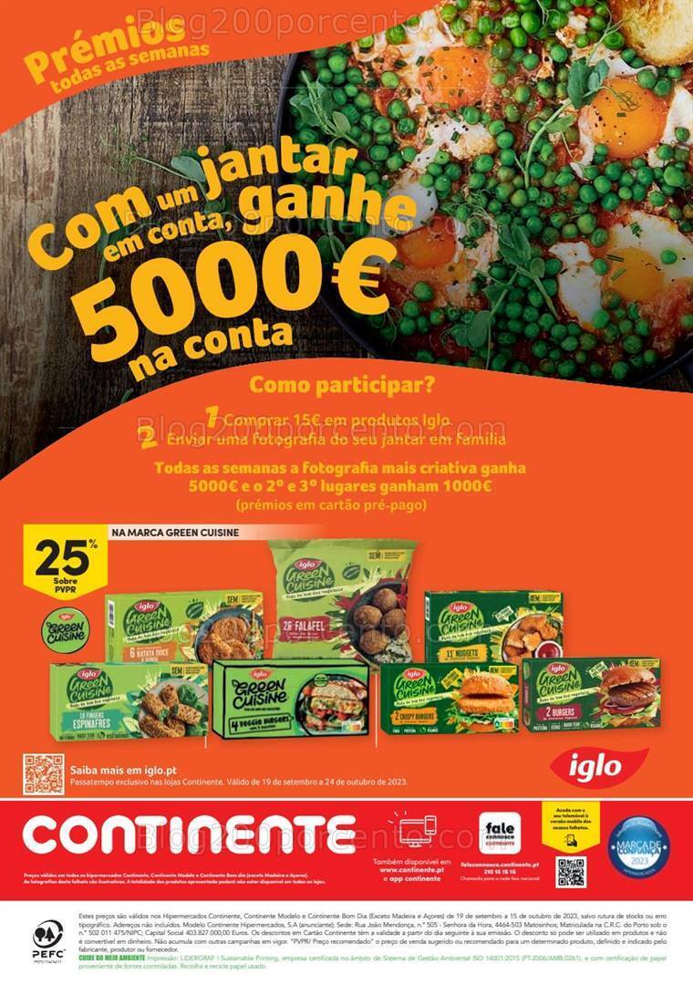 Antevisão Folheto CONTINENTE Congelados Promoções de 19 setembro a 15 outubro