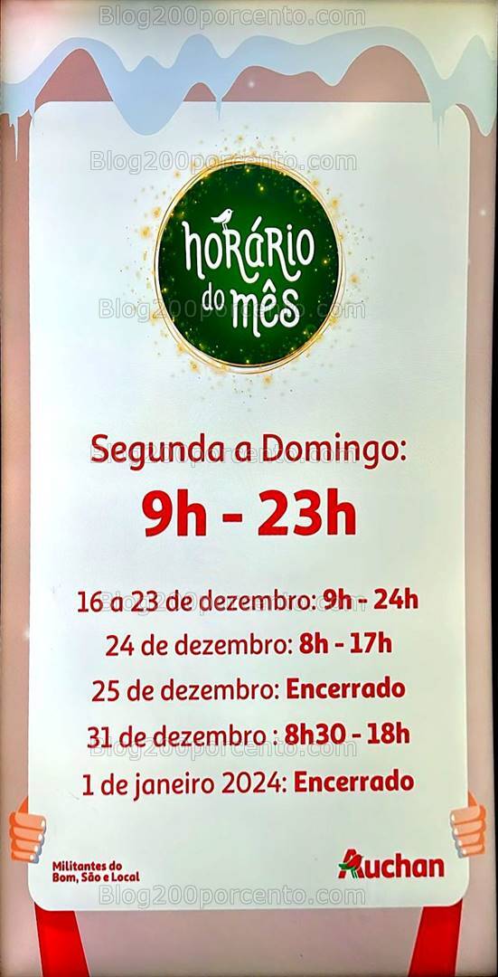 ALERTA - Aqui está o horário de Natal e Ano Novo da AUCHAN!