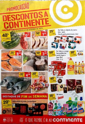 folheto fim de semana continente 31 agosto a 3 set