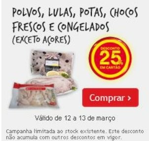 25% de desconto | CONTINENTE | Polvo, Potas, Lulas e Chocos