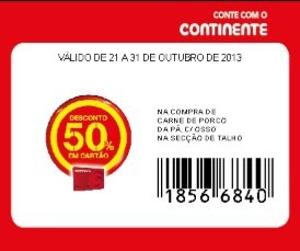 100% de Desconto | CONTINENTE | , de 23 a 31 Outubro, Carne de Porco Pá com Osso