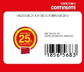 Acumulação 75% desconto | CONTINENTE |, de 22 a 31 Outubro, Refrigerantes