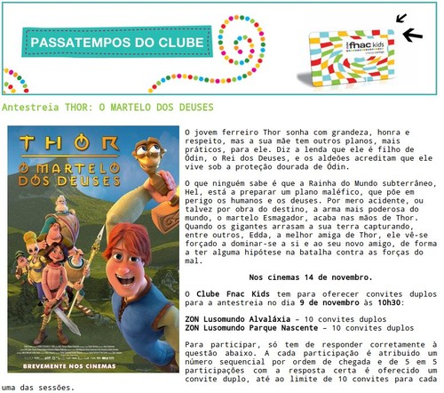 Passatempo | FNAC KIDS | até 6 novembro