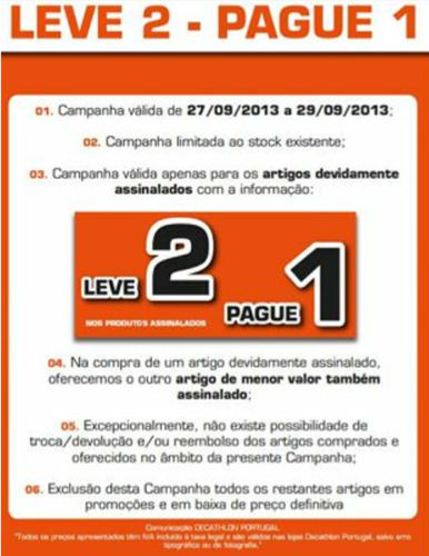 Campanha Leve 2 - Pague 1 Decathlon de 27 a 29 Setembro,