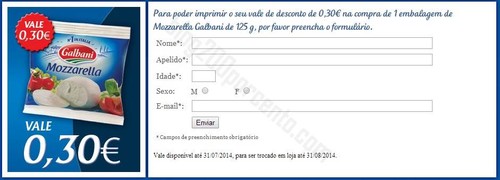Novo vale desconto GALBANI