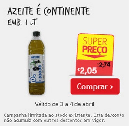 Super Preço | CONTINENTE | 3 e 4 abril - Azeite