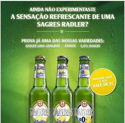 Vale de desconto de 1€ | SAGRES | Radler, para imprimir