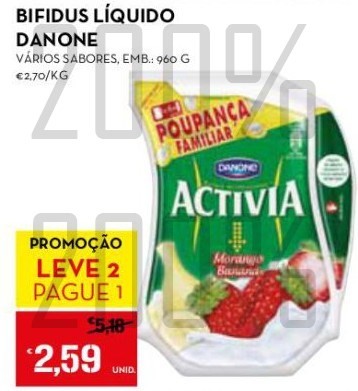 Acumulação L2P1 + Vales | CONTINENTE | de 1 a 7 abril - Activia Líquido