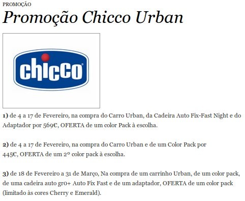 Promoção | EL CORTE INGLÉS | Chicco Urban