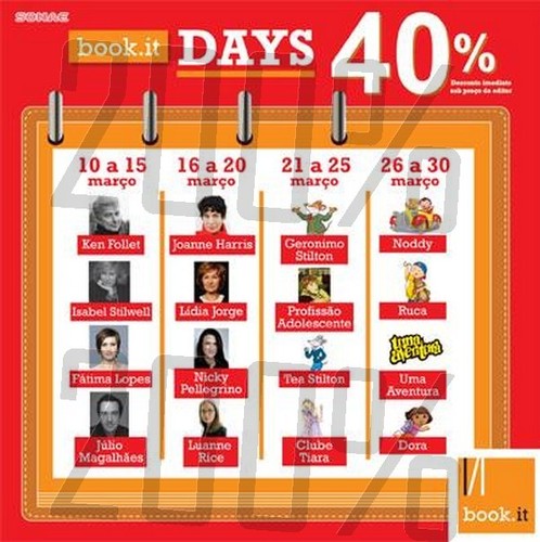 40% de desconto | BOOK.IT | de 10 a 30 março