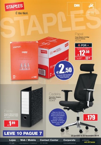 Antevisão folheto | STAPLES | de 23 janeiro a 25 fevereiro
