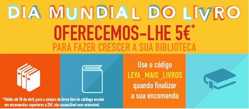 Oferta desconto de 5€ em livros | LEYA | até 30 abril