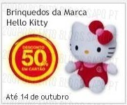 50% desconto brinquedos hello kitty