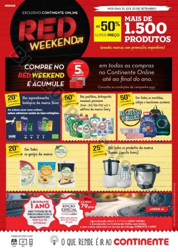 Antevisão Folheto CONTINENTE Red weekend 21 a 23 
