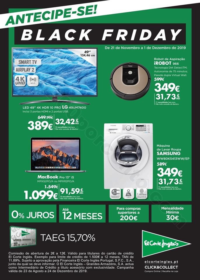 Antevisão Folheto EL CORTE INGLÉS Pré Black Fri