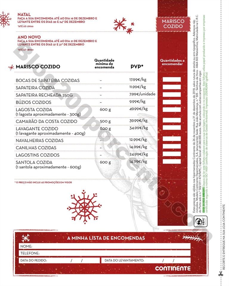 Antevisão Mariscoa CONTINENTE 26 novembro a 31 de