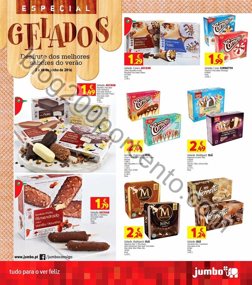 Antevisão folheto JUMBO Gelados promoções de 2 