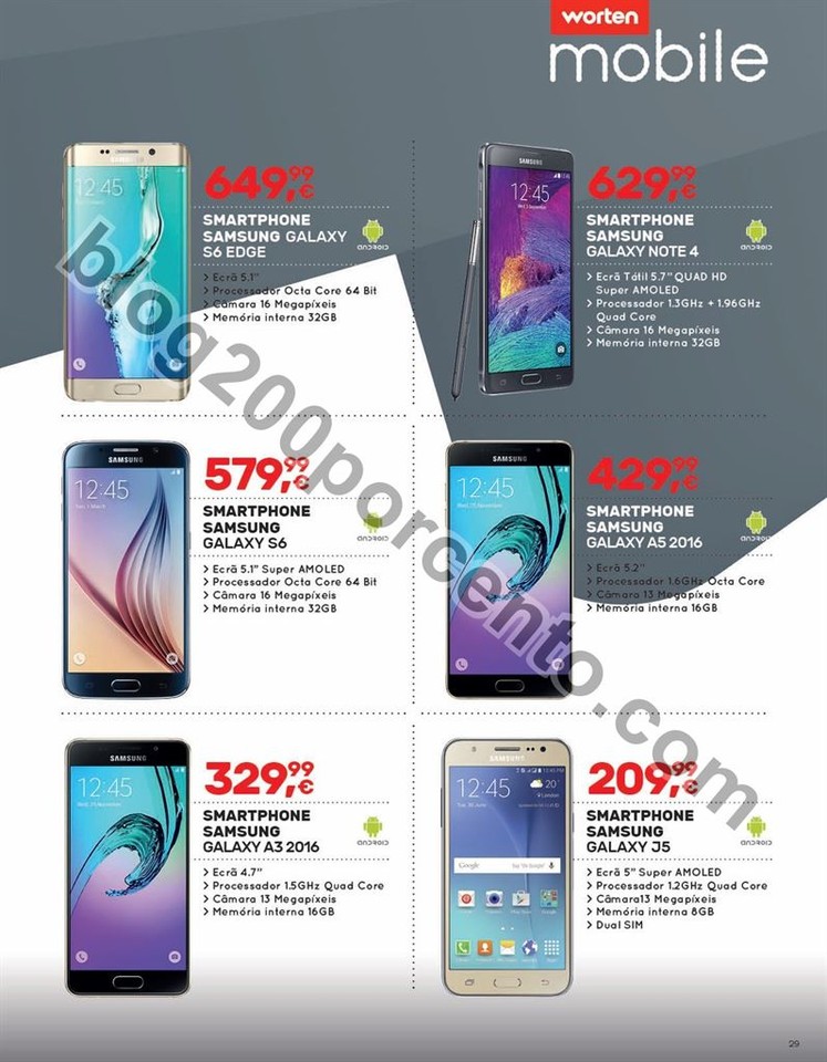 Antevisão Folheto WORTEN Mobile promoções de 9 