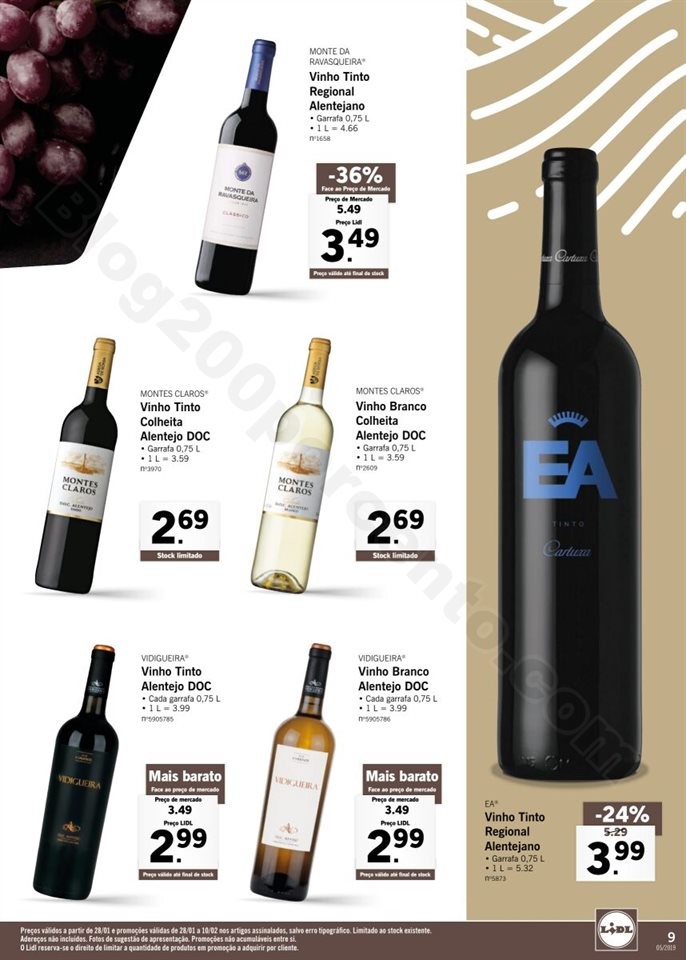 Antevisão Folheto LIDL Vinhos 28 janeiro a 10 fev