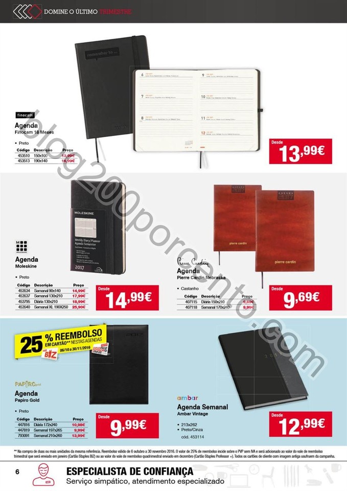 Antevisão Folheto STAPLES Agendas promoções de 