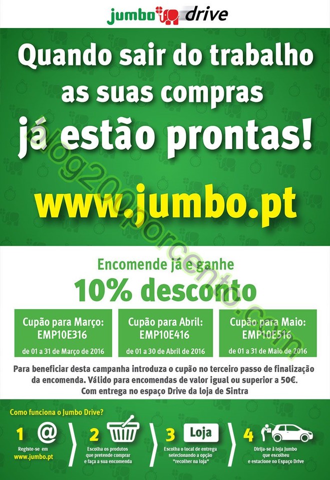 Novos cupões de desconto JUMBO promoções de 1 m