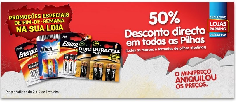 50% de desconto | MINI PREÇO | de 7 a 9 fevereiro