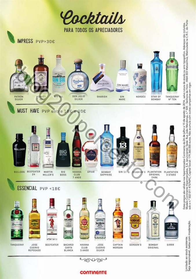 Antevisão Folheto CONTINENTE Cocktails &amp; Gins pro