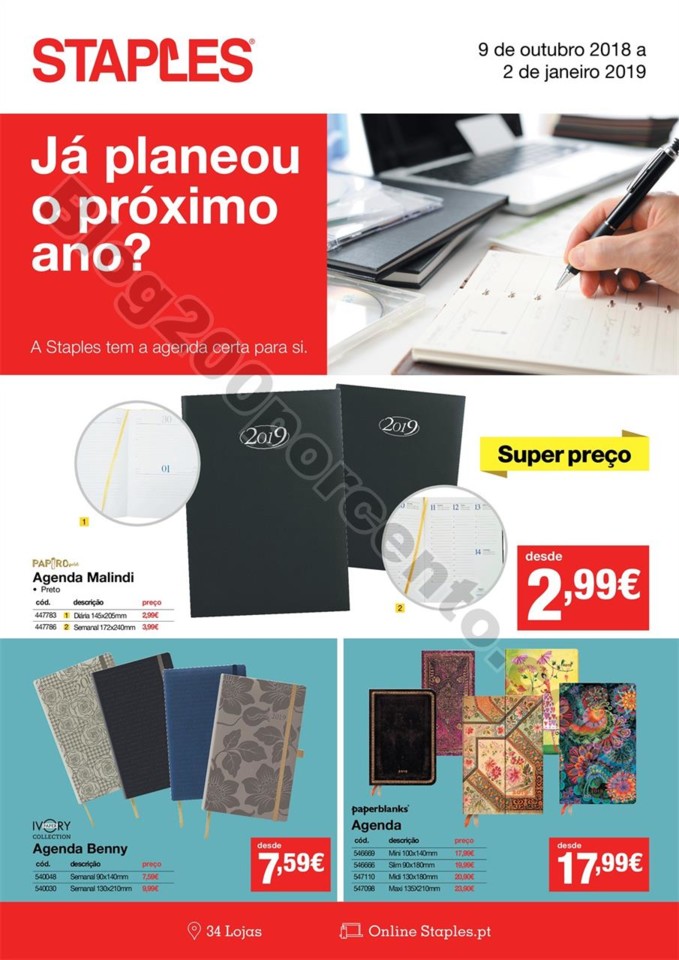 Antevisão Folheto STAPLES Agendas promoções de 