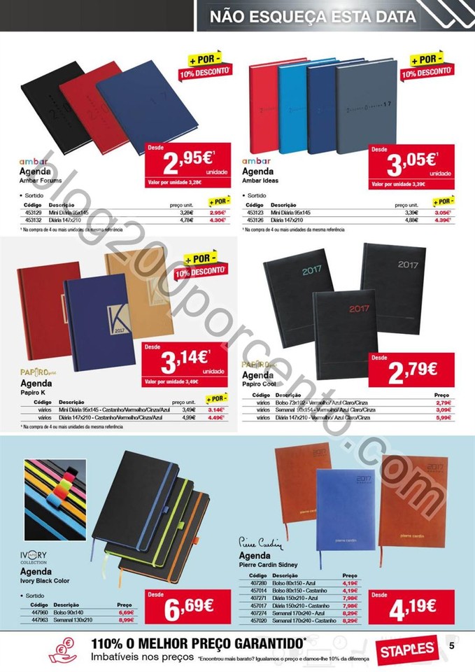 Antevisão Folheto STAPLES Agendas promoções de 