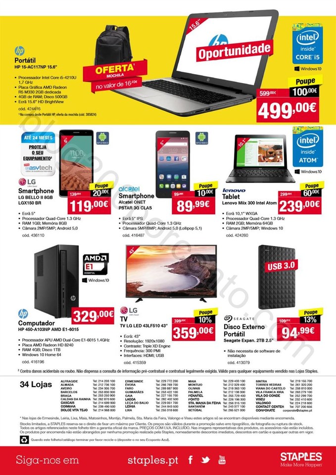 Antevisão folheto STAPLES Promoções de 20 outub