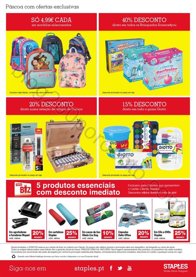 Antevisão Folheto STAPLES Páscoa promoções de 