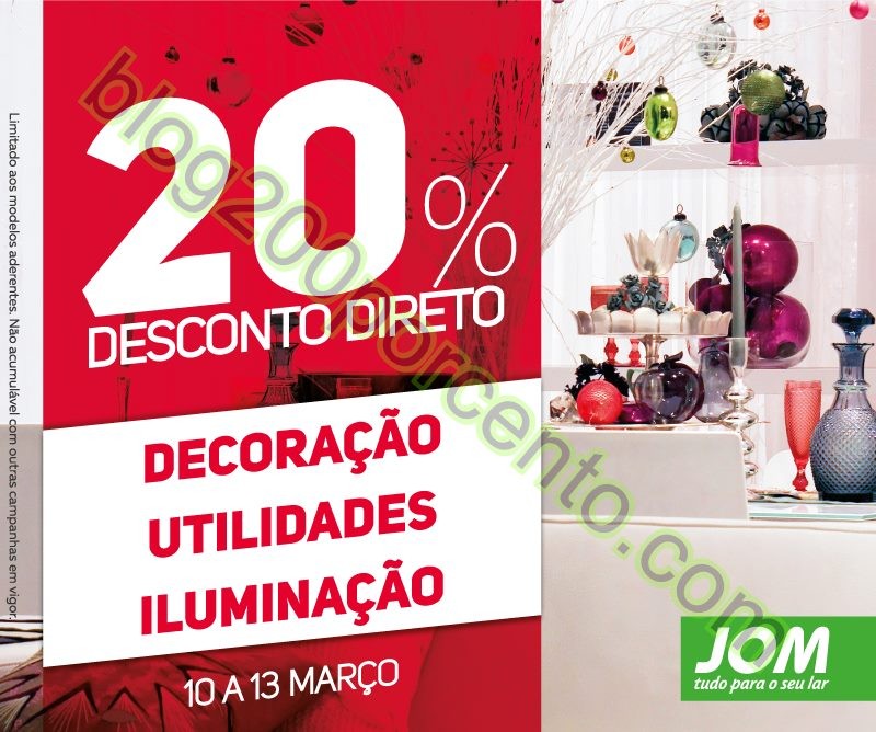 20% de desconto JOM Fim de semana de 10 a 13 març