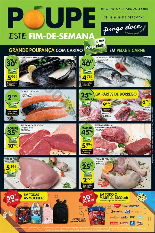 Folheto PINGO DOCE Fim de semana 12 a 16 setembro 