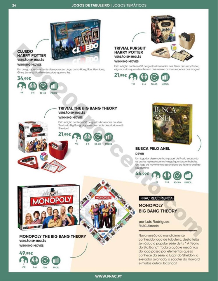 Antevisão Folheto FNAC Especial jogos tabuleiro p