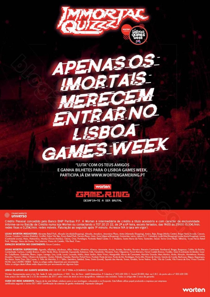 Novo Folheto WORTEN Gamer promoções até 22 nove
