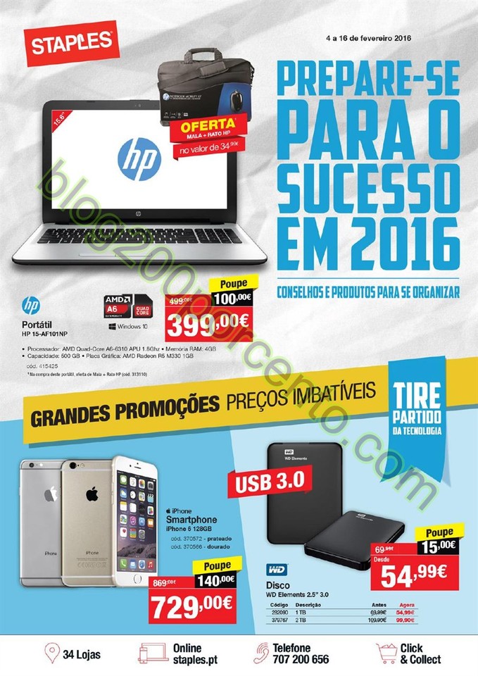 Antevisão Folheto STAPLES promoções de 4 a 16 f